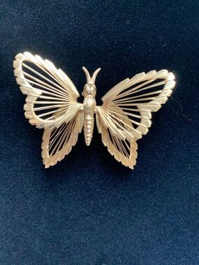 Vintage Monet Butterfly Brooch Pin Gold Plated